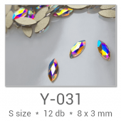 Profinails ozdobné kamienky #Y-031 Crystal AB 12ks (8x3 mm)