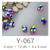 Profinails ozdobné kamienky #Y-067 Crystal AB 12ks (6x4 mm)