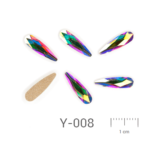 Profinails ozdobné kamienky #Y-008 Crystal AB  6ks (14x4 mm)