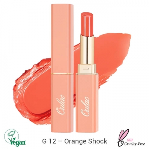 Oulac Moisture Shine Lipstick rúž 2.2g No.12 Orange Shock!